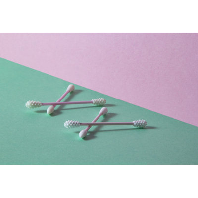 Closeup Of Cotton Swabs - Wrapped Canvas Print