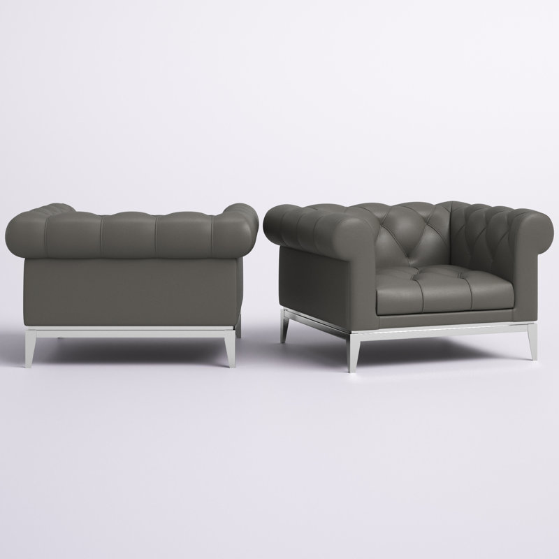 Fauteuil capitonné en cuir Idyll