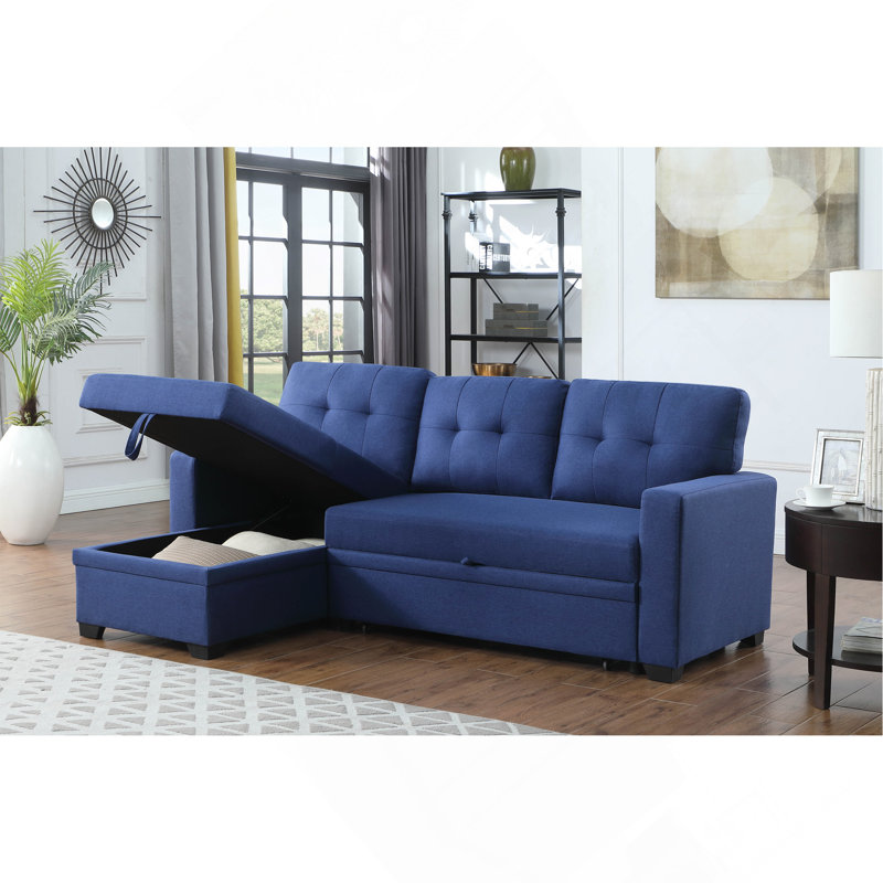 Canapé modulaire rembourré avec méridienne, Bleu