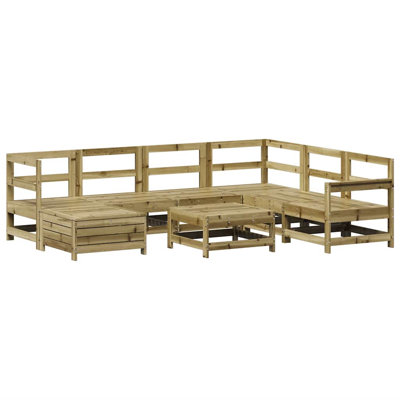 8 Piece Garden Sofa Set White Solid Wood Pine