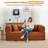 Convertible Sofa Bed Corduroy Folding Floor Sofa Couch with 2 Pillows，Mattress Lounge Couch for Livingroom Bedroom Office，Brown-1679791382