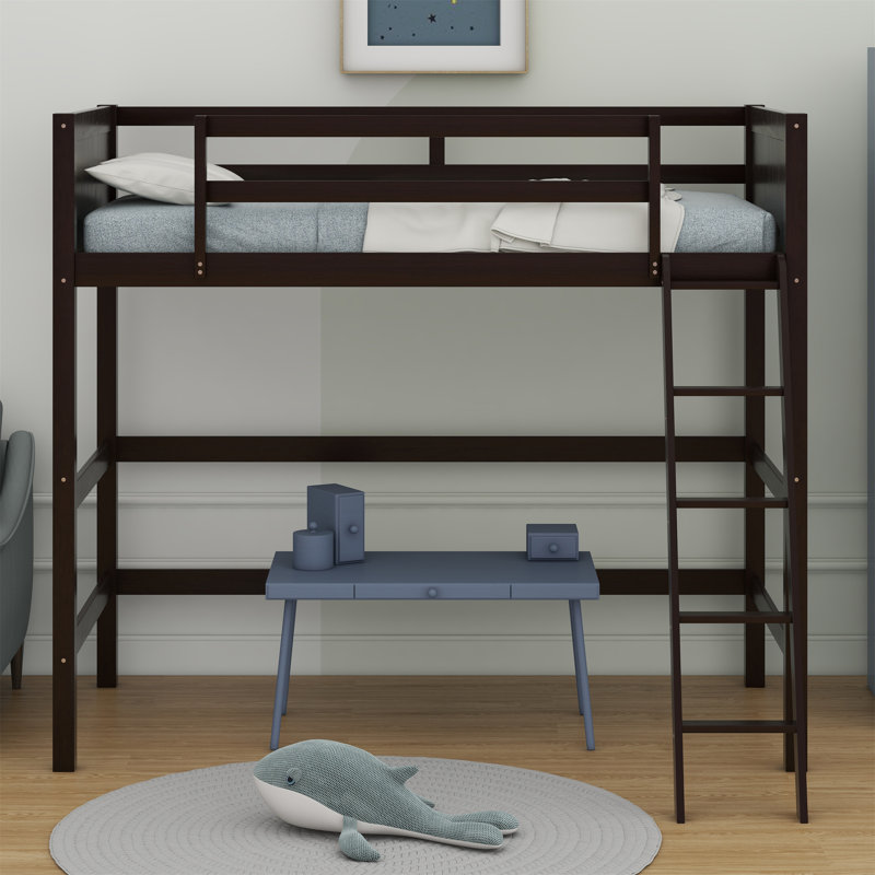 Lit mezzanine en bois avec échelle, Espresso