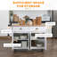 Rolling Kitchen Island On Wheels, Kitchen Cart With Solid Wood Drop Leaf Breakfast Bar, Storage Drawers, 4-Door Cabinets, Spice Rack
