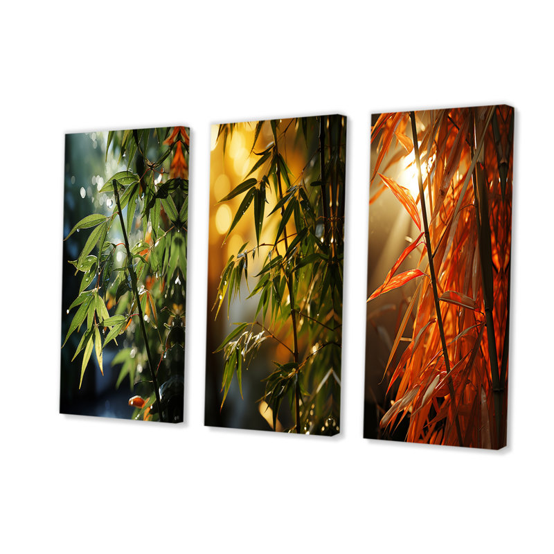 Bamboo Sunset Photography, H 28 po x l 36 po, Toile tendue