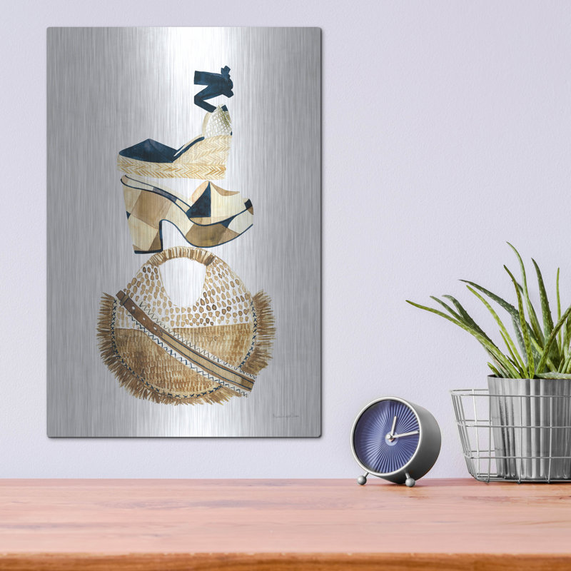  «Beach Glam 2 Navy» par Mercedes Lopez, art mural en métal 12 po x 16 po, H 16 po x l 12 po