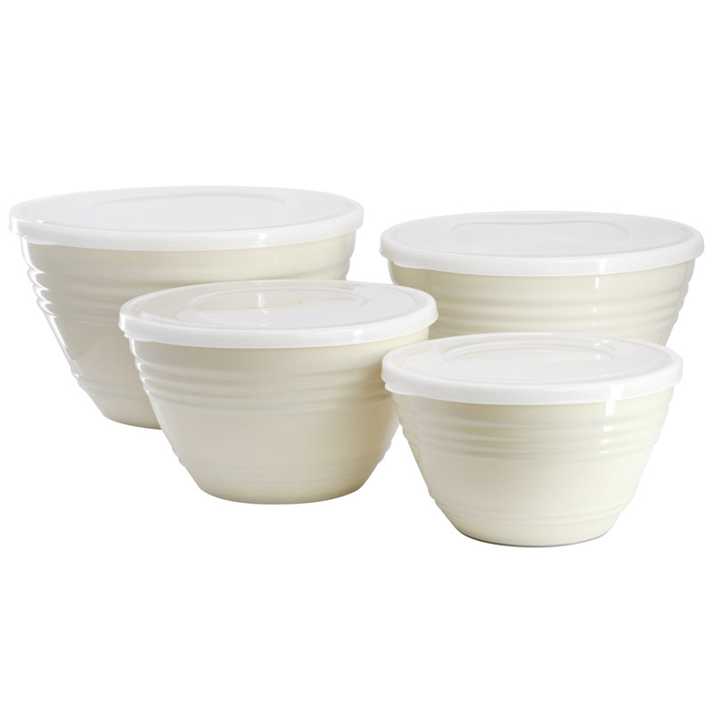 Martha Stewart 8 Piece Plastic Storage Bowl Set with Lids in Linen