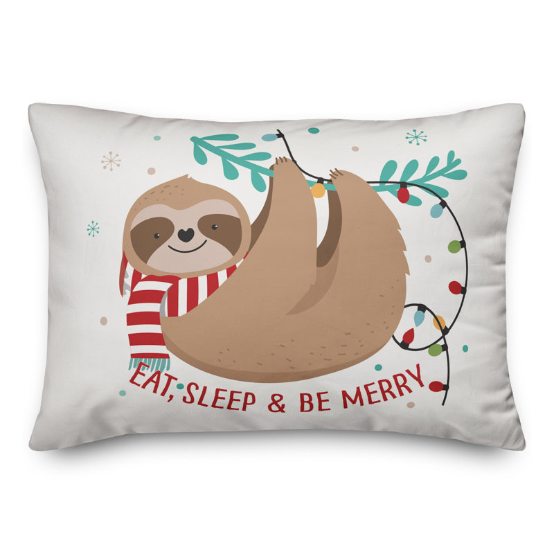  Coussin Eat Sleep Be Merry Sloth, Housse de coussin seulement - sans coussin