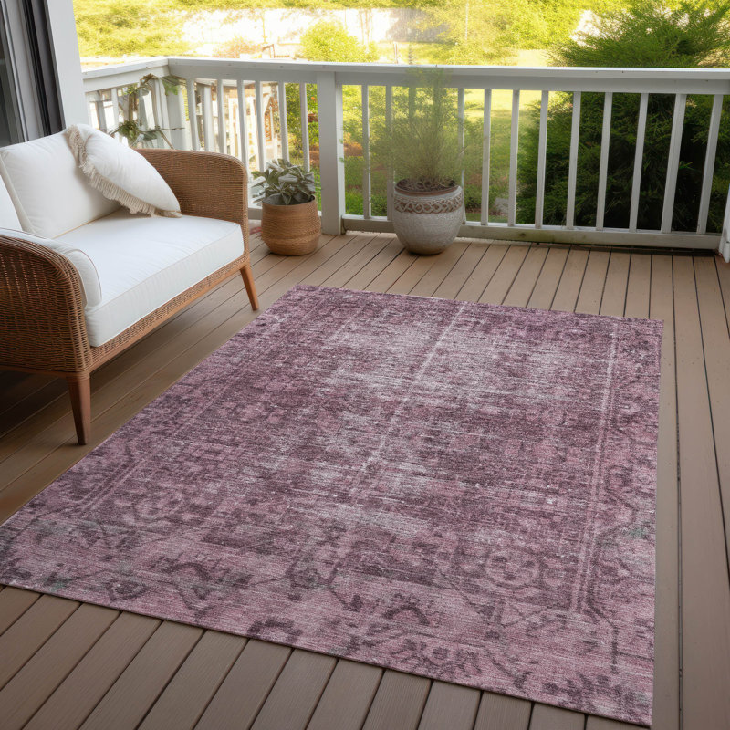 Tapis intérieur / extérieur rouge Delaura, 10 pi x 14 pi