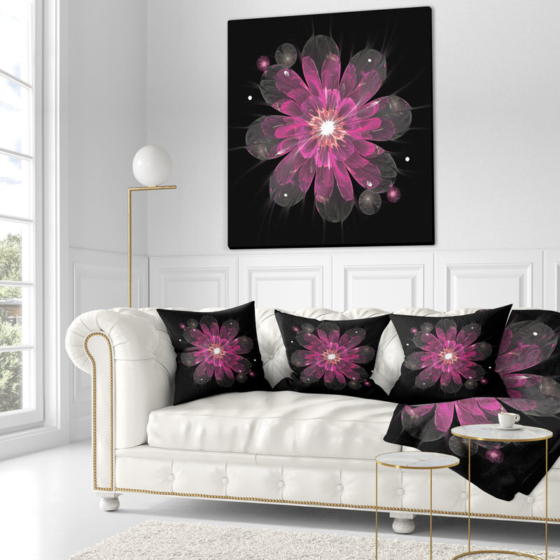 Coussin floral à fleur brillante, 18 po x 18 po, Coussin décoratif