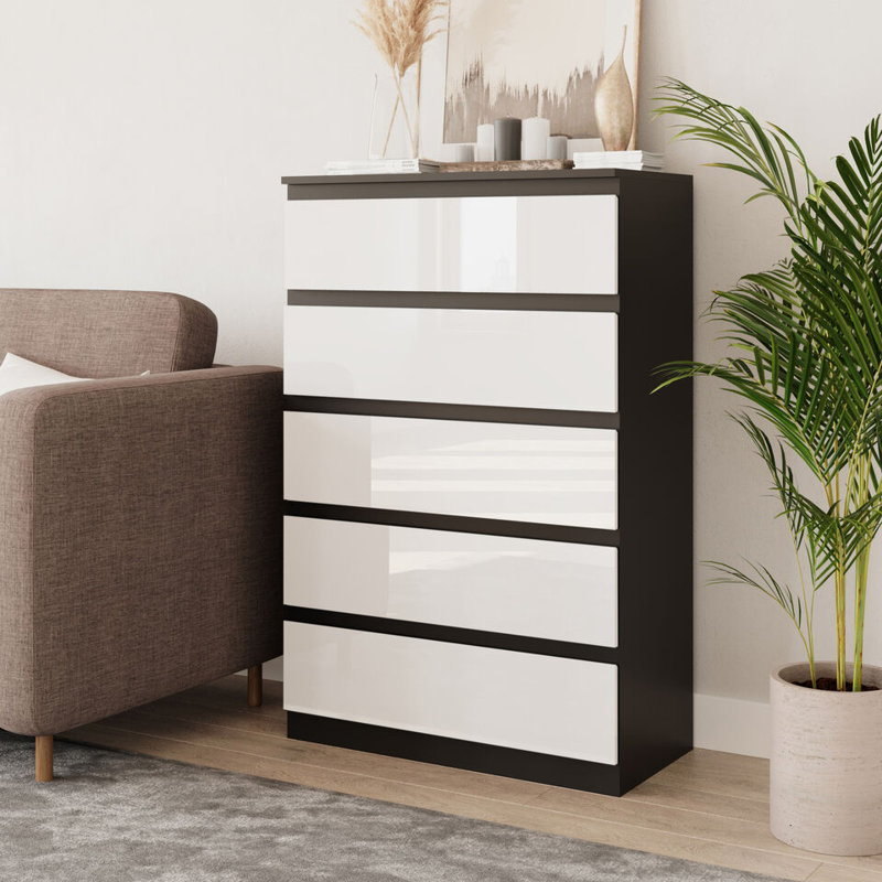 Amardev Wood Rectangle Accent Cabinet, Black/White