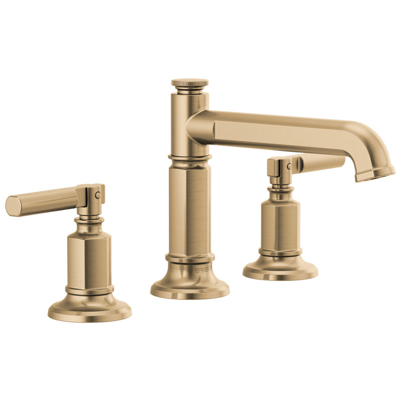 Invari™ Widespread Lavatory Faucet with Column Spout, Luxe Gold, Lever Handle