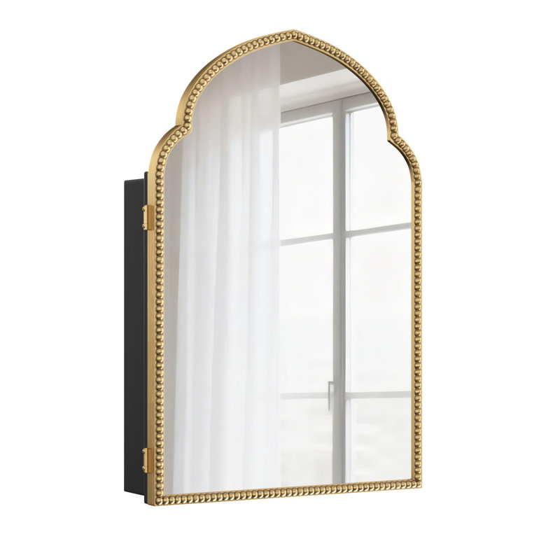 Pelaga 19.7"W X 30"H Recessed Framed Metal Medicine Cabinet, Gold