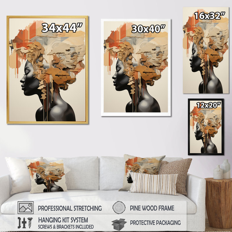 Minimalism African Woman Portrait - African Art Canvas Art, Wrapped Canvas, 32" H x 24" W x 1" D