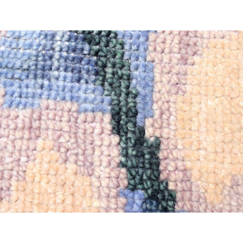 Tapis beige et bleu foncé noué à la main de haute qualité, Rectangle 10 pi x 14 pi