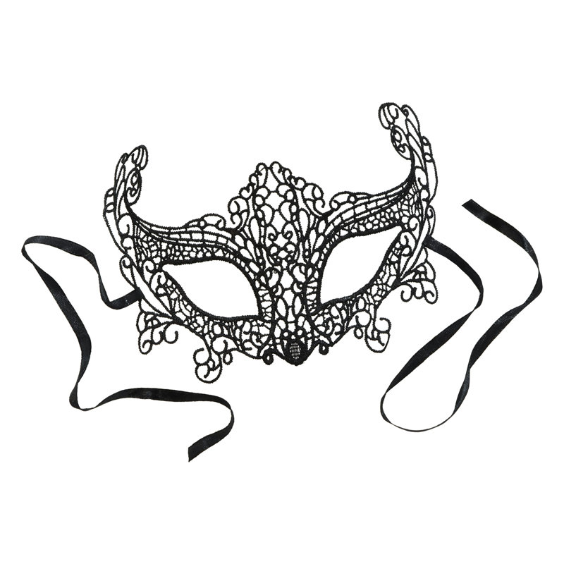 Masque de dentelle - noir - paquet de 12