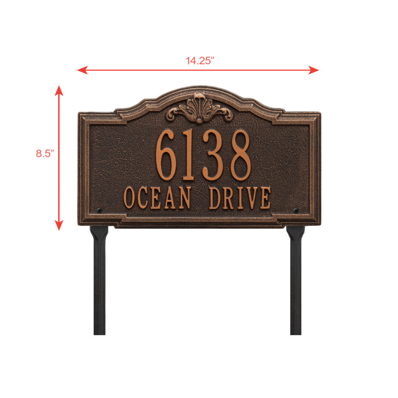 Gatewood Personalized Standard 2-Line Lawn Address Sign, Oil Rubbed Bronze, Yes