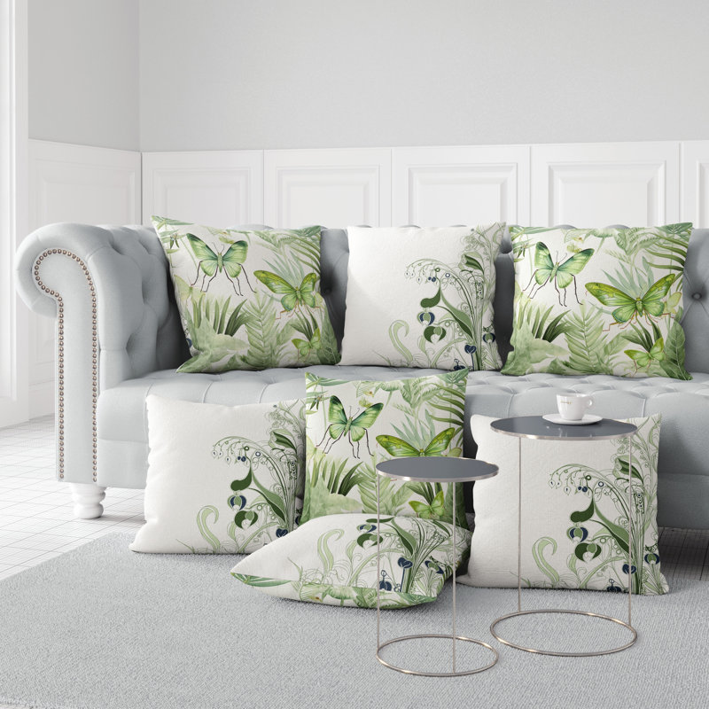 Coussin décoratif réversible intérieur / extérieur Butterfly Dreams, H 16 po x l 16 po, Vert
