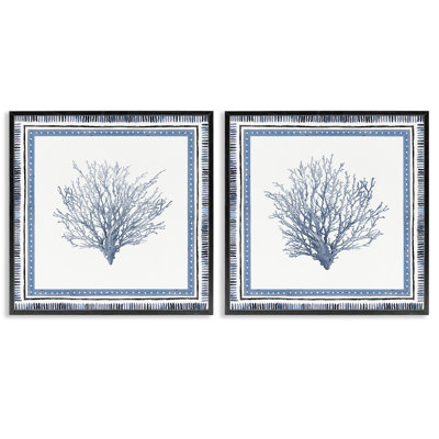 Maritime Coral Tendrils 2pc Framed Giclee Set, design by Lanie Loreth