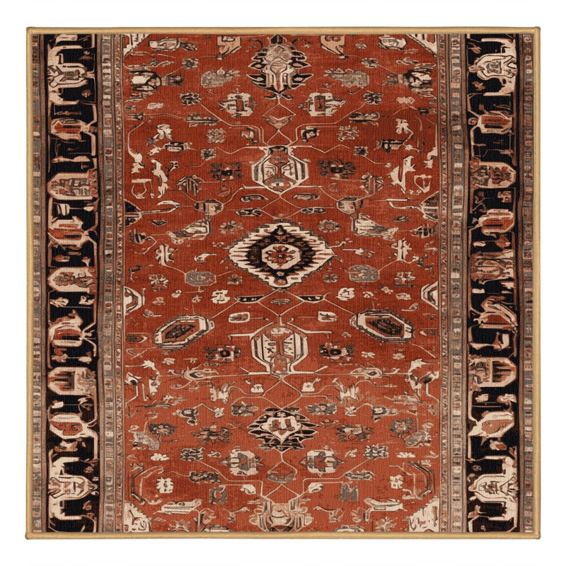 Machine Washable Persian Brown Area Rug, Square 3'