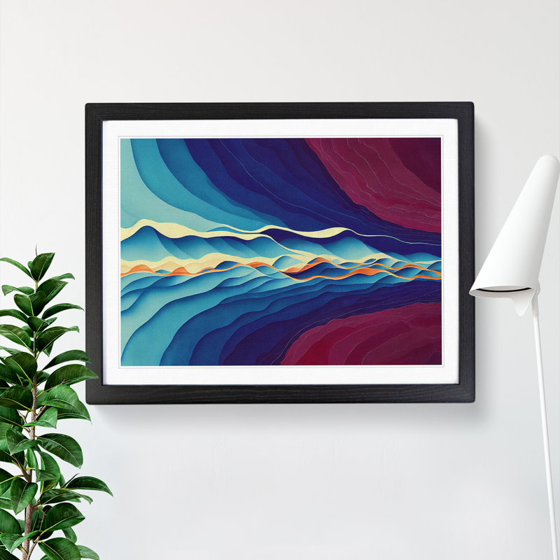 Watercolour Soundwave Vol.1 Abstract - Single Picture Frame Print, 46cm H x 64cm W, Black