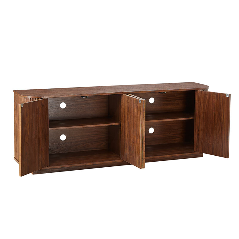 Buffet 64 "en bois cannelé avec tablettes réglables, Noyer