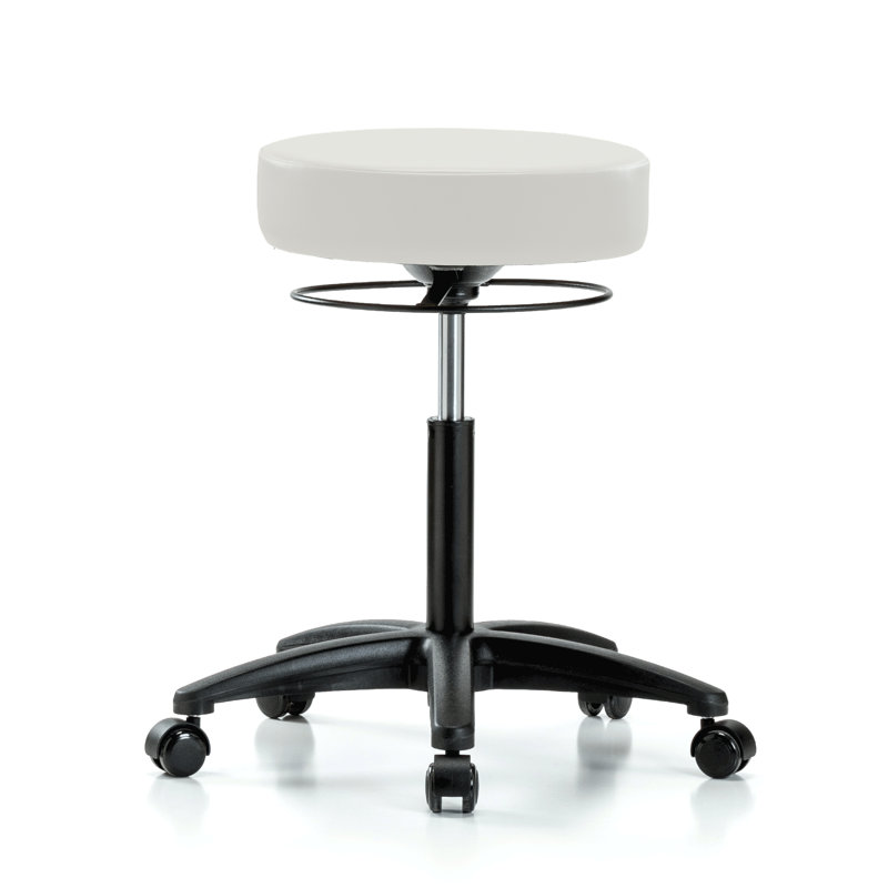 Tabouret réglable en hauteur PERCH Stella | Hauteur du banc moyen: 21 à 28,5 po, Vinyl blanc Adobe, Noir