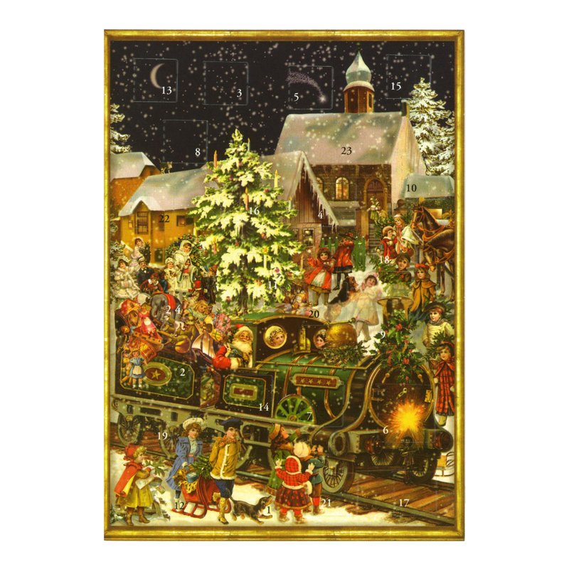 Carte de l'Avent Père Noël en train