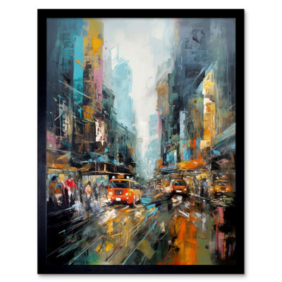 Aaditri New York City Rainy Day Abstract Action Cityscape - Single Picture Frame Print