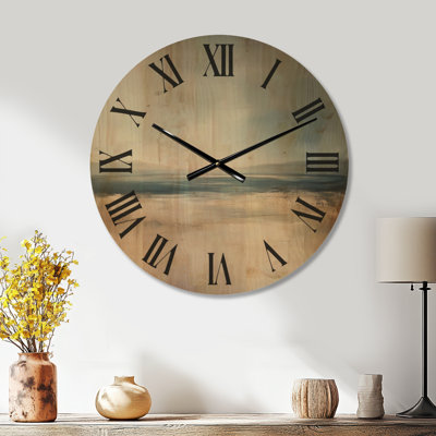 Horloge murale abstraite en bois bleu « Quiet Shoreline Bands »