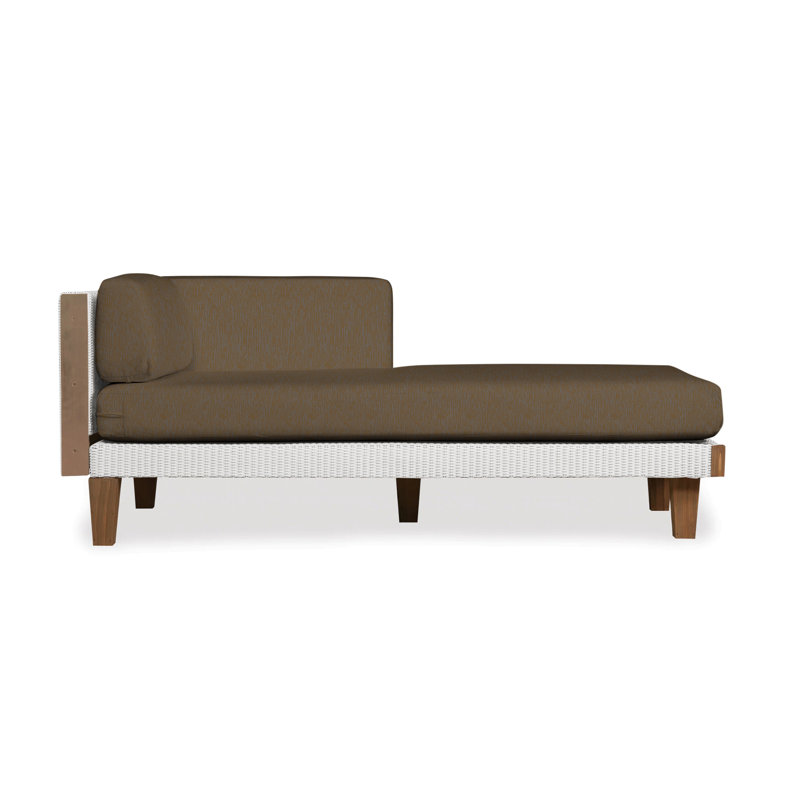 Catalina Outdoor Teak Chaise Lounge, Sandberg Pewter, White