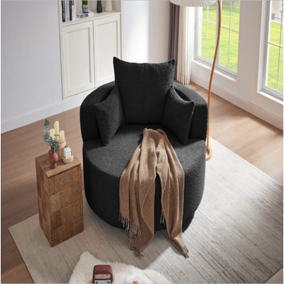Fauteuil d'appoint pivotant à 360 ° avec 3 coussins amovibles pour le salon, la chambre à coucher, le bureau et l'hôtel