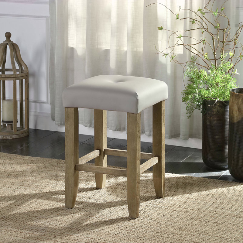 Tabouret à hauteur de comptoir en cuir synthétique gris et chêne (ensemble de 2)