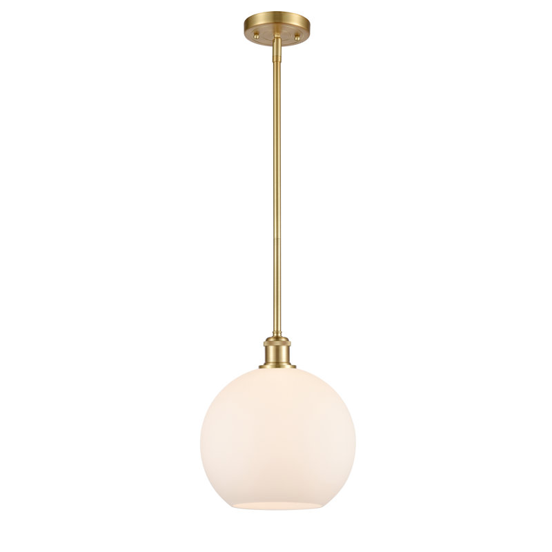 Luminaire suspendu sphère 1 lumière Baran, Ampoule non incluse, Blanc mat, Or satiné
