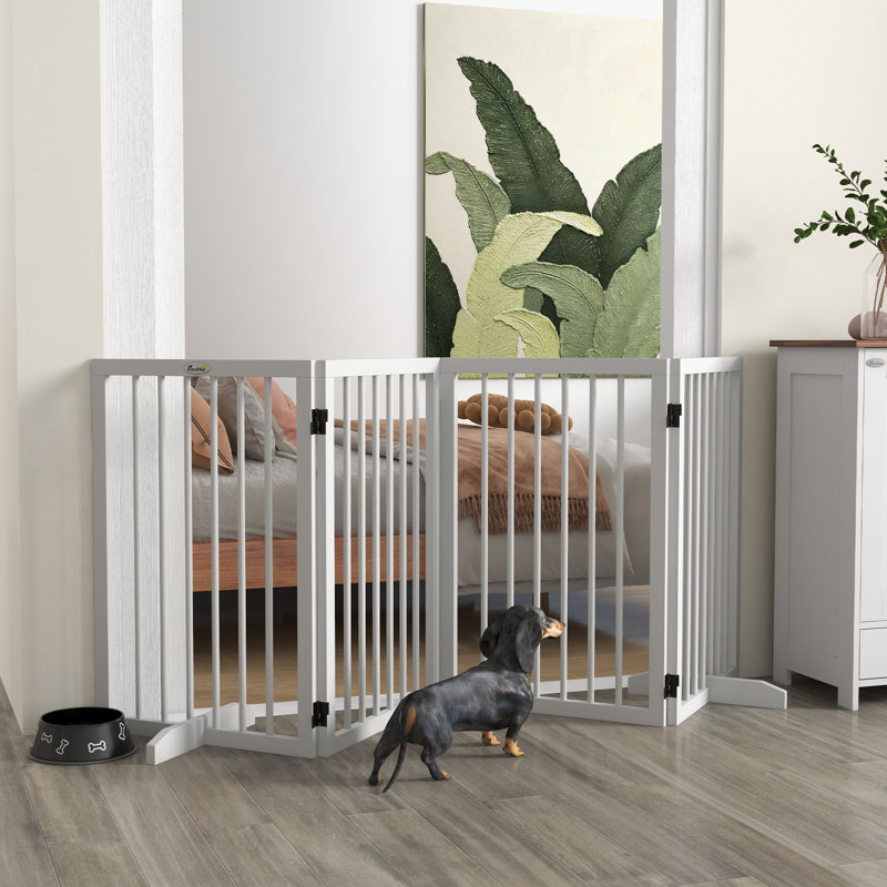 Barrière pour animaux autoportante, portes pliantes pour chien avec pieds de soutien, blanc