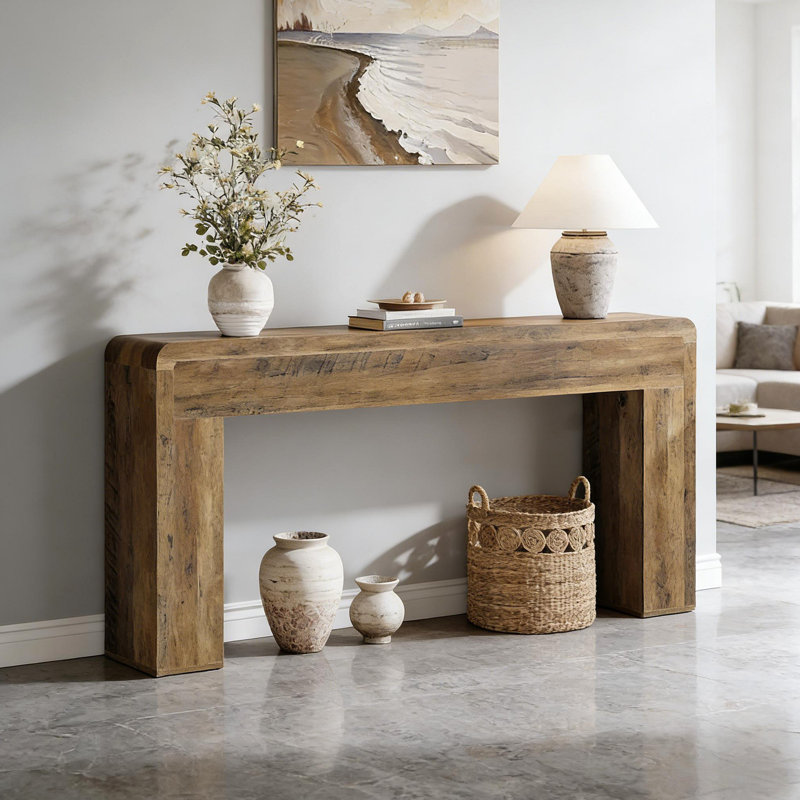 Table d'entrée en bois, console rustique, canapé