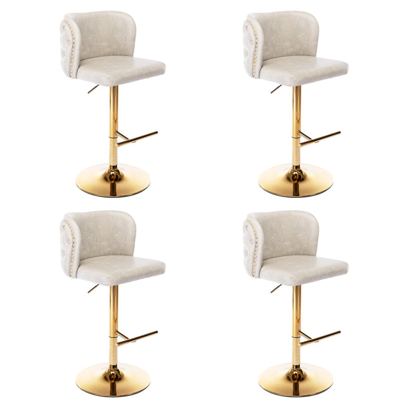 Ensemble de 4 tabourets de bar Modern, Doré, Beige