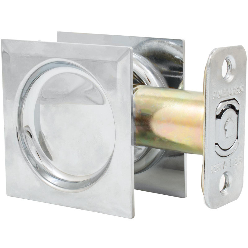 Serrure de porte carrée Contemporary, Chrome poli