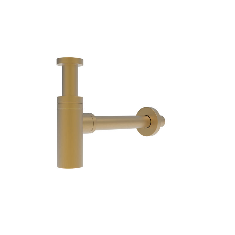 Modern Extendable Round Bottle P Trap with 1.5" Drain Opening, Brushed Gold