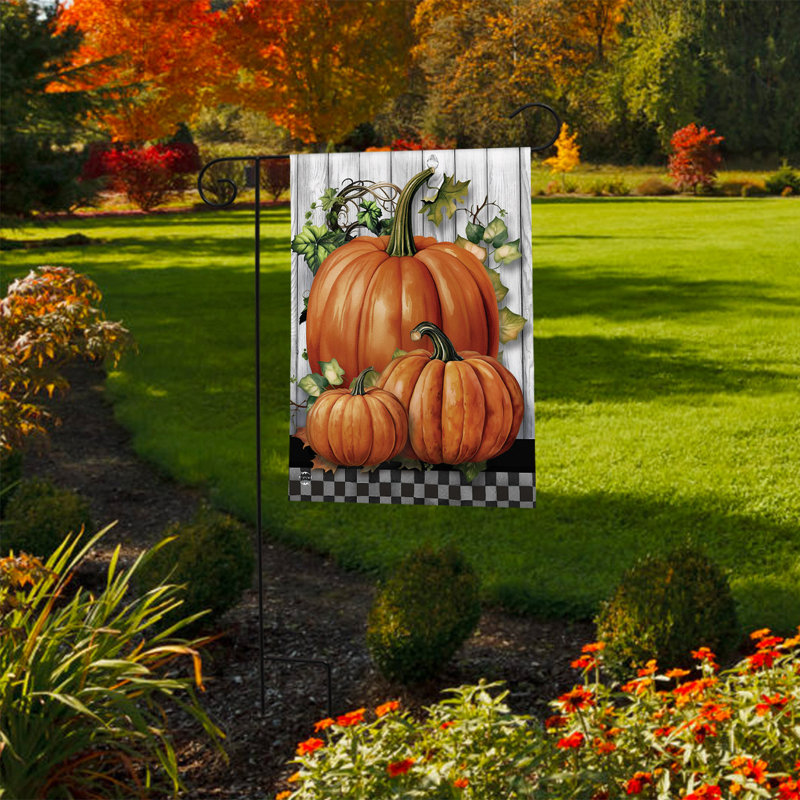 Drapeau de jardin Country Pumpkins, Automne orange/gris