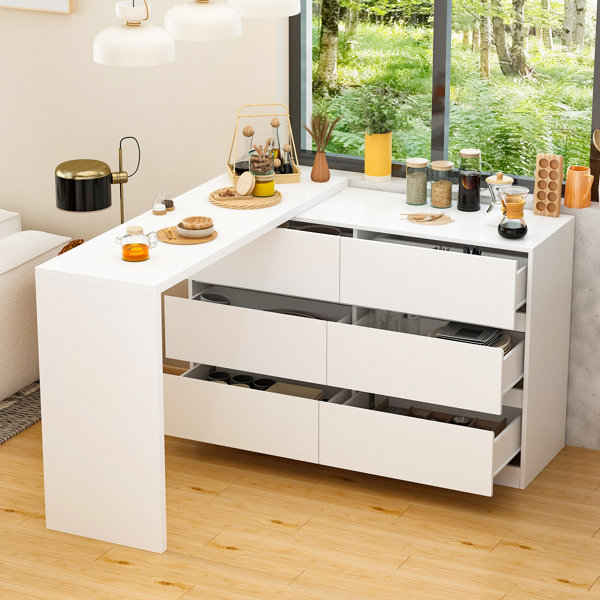 Ebern Designs 6-Drawer Cabinet With Movable Tabletop & Reviews | Wayfair