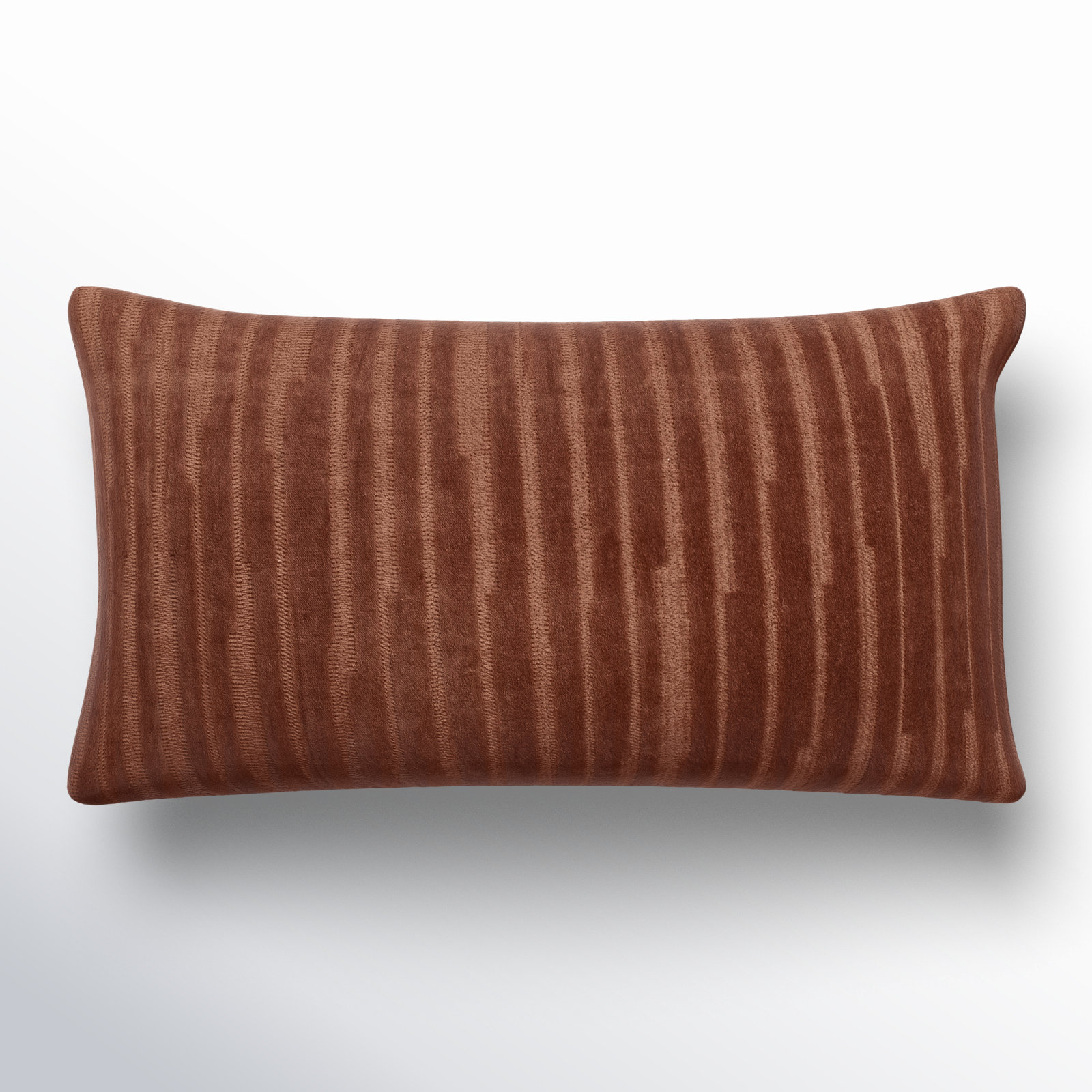 Zorina Embroidered Cotton Lumbar Throw Pillow, Brown