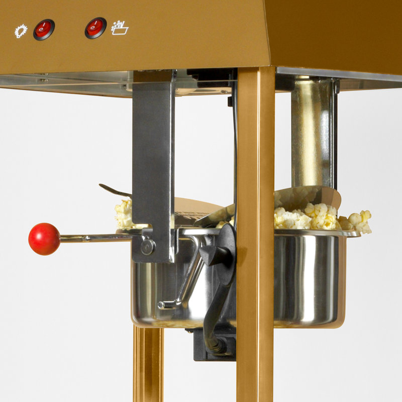 Vintage Red and Gold Hot Oil Popcorn Machine with Cart