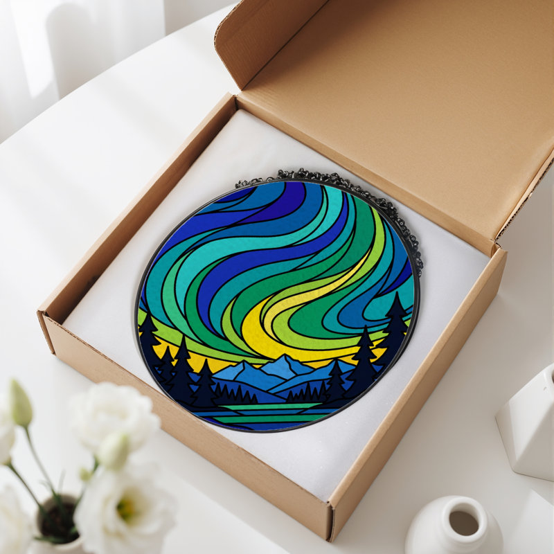 Panneau de vitrail 12 "H Swirling Sky, H 12 po x l 12 po