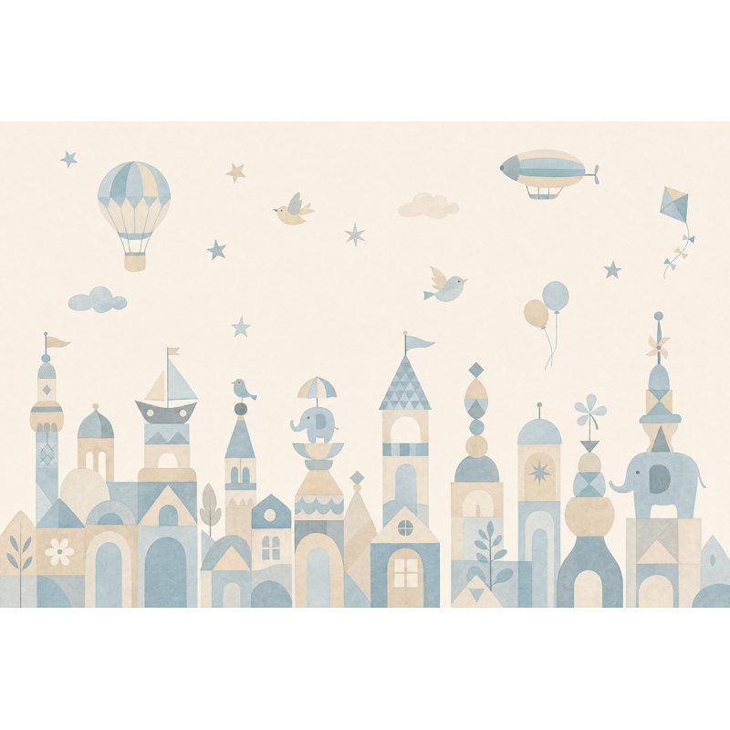 Papier peint montgolfière pour enfants, 200"x120", Peler et coller