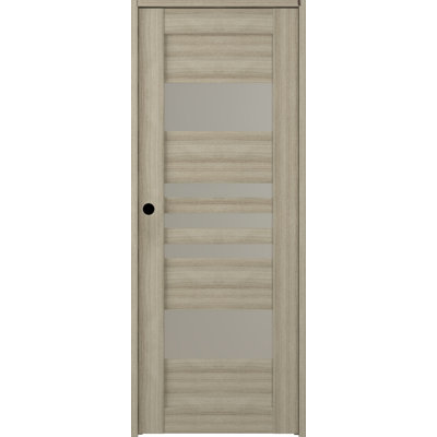 Leti 95.24'' Solid + Manufactured Wood Paneled without Installation Hardware Kit Prehung Door