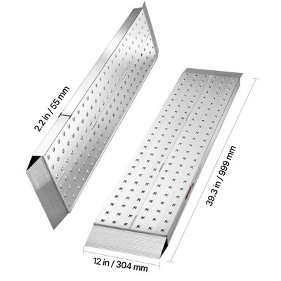 Aluminum Trailer Ramps, 55 x 12 in, Heavy-Duty ATV Ramp Set with Anti-Slip Plates, 3000LBS Combined Capacity Loading Ramps for Motorcycles, Lawn Mowers, Farm Tractors, Carts