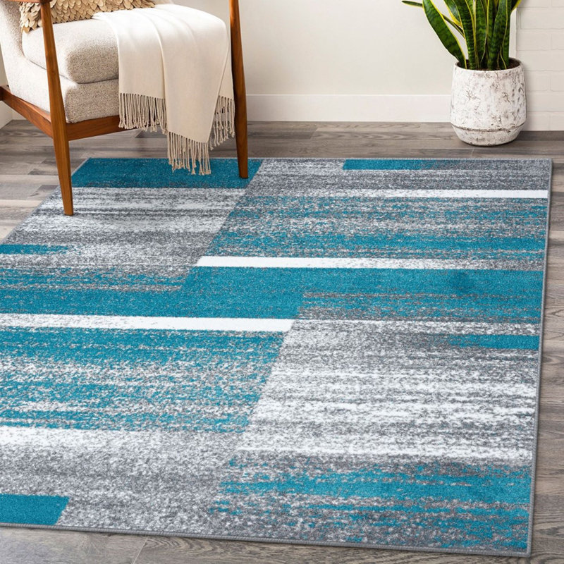 Tapis turquoise Alaysiah, Rectangle 5 pi x 7 pi