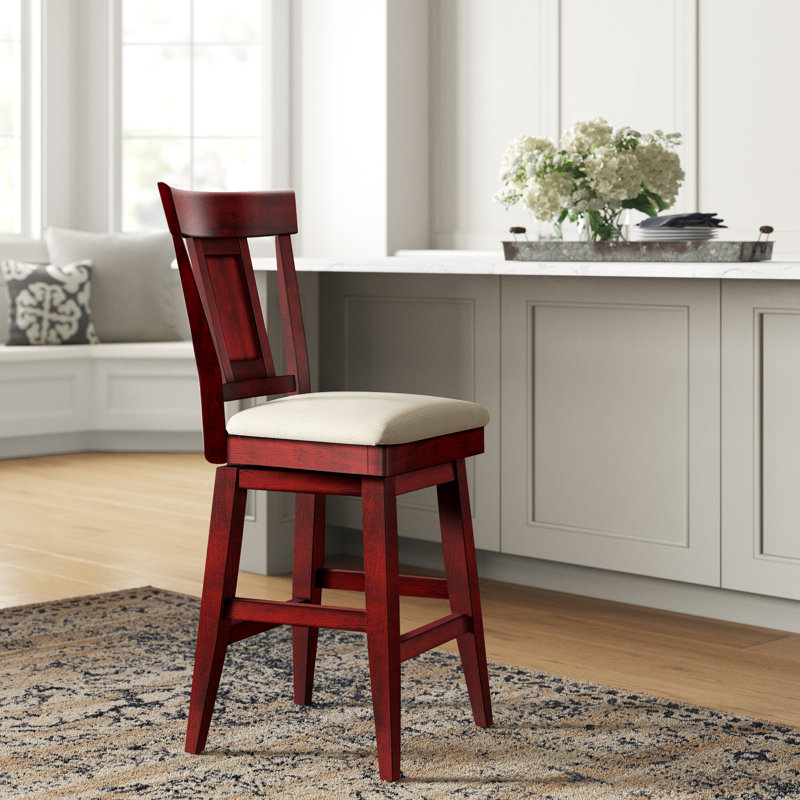 Sloan Swivel Upholstered Counter Stool, Antique Berry, Counter Stool (25.78” Seat Height)