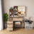 31.5" Modern Vanity Desk with LED Lighting & Power Socket | 4 Drawers & Multiple Open Shelves, Hair Dryer Holder, Dressing Chair Included | Adjustable Brightness, 3 Color Modes-1412601660