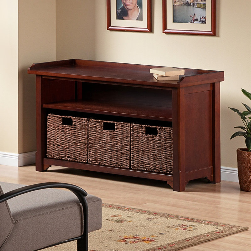 Banc de rangement 4 pièces Cyril avec 3 paniers pliables et 2 tablettes Cyril, H 21,83 po x l 39,82 po x P 13,9 po
